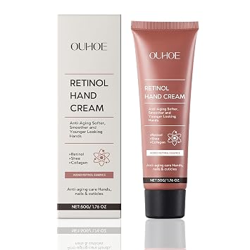 Anti Aging Hand Cream with Retinol, Collagen & Shea Butter Non-Greasy Moisturizer for Dry, Aging Hands & Cuticles, Ideal for Nurses & Frequent Hand Washing, 1.7 oz