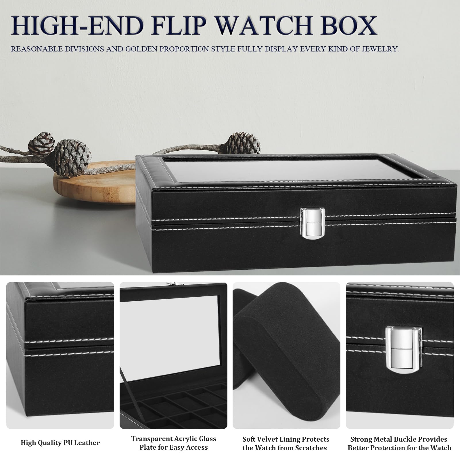 Scatola Porta Orologi KIMIGO Da 12 Posti - Custodia Elegante Con Serratura Per Collezione Orologi Uomo E Donna - Foto 10