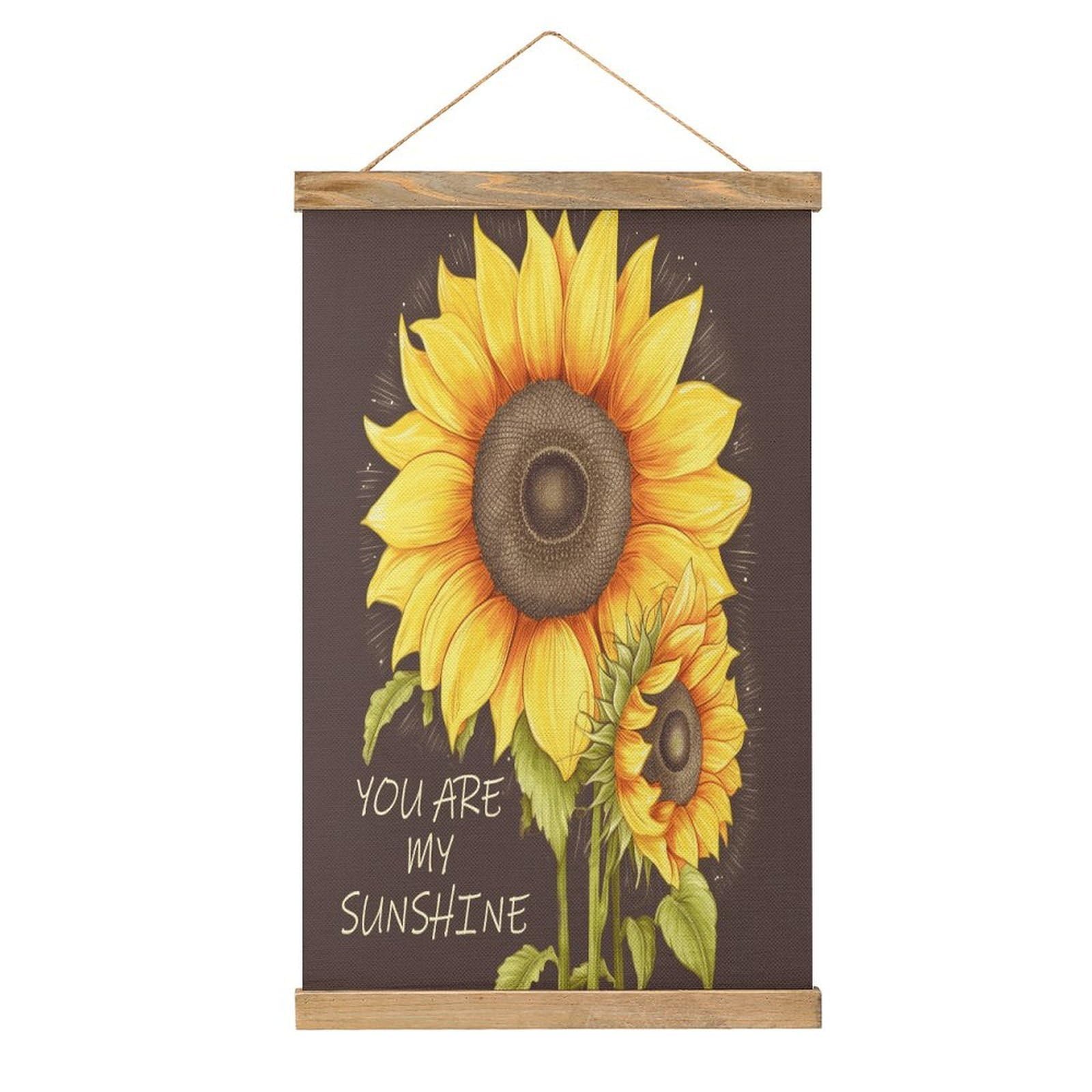 FekiLoot You Are My Sunshine Sunflower Linen Hanging Painting Vintage Poster Hanger Frame Wall Decor Art Painting Printed on Linen Without Fading Living Room Office Bedroom Playroom Apartment Decor