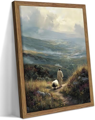 Arte de pared cristiano enmarcado con imágenes de Jesús, impresiones en lienzo vintage de Jesús pastoreando regalos de cristianos, pintura de