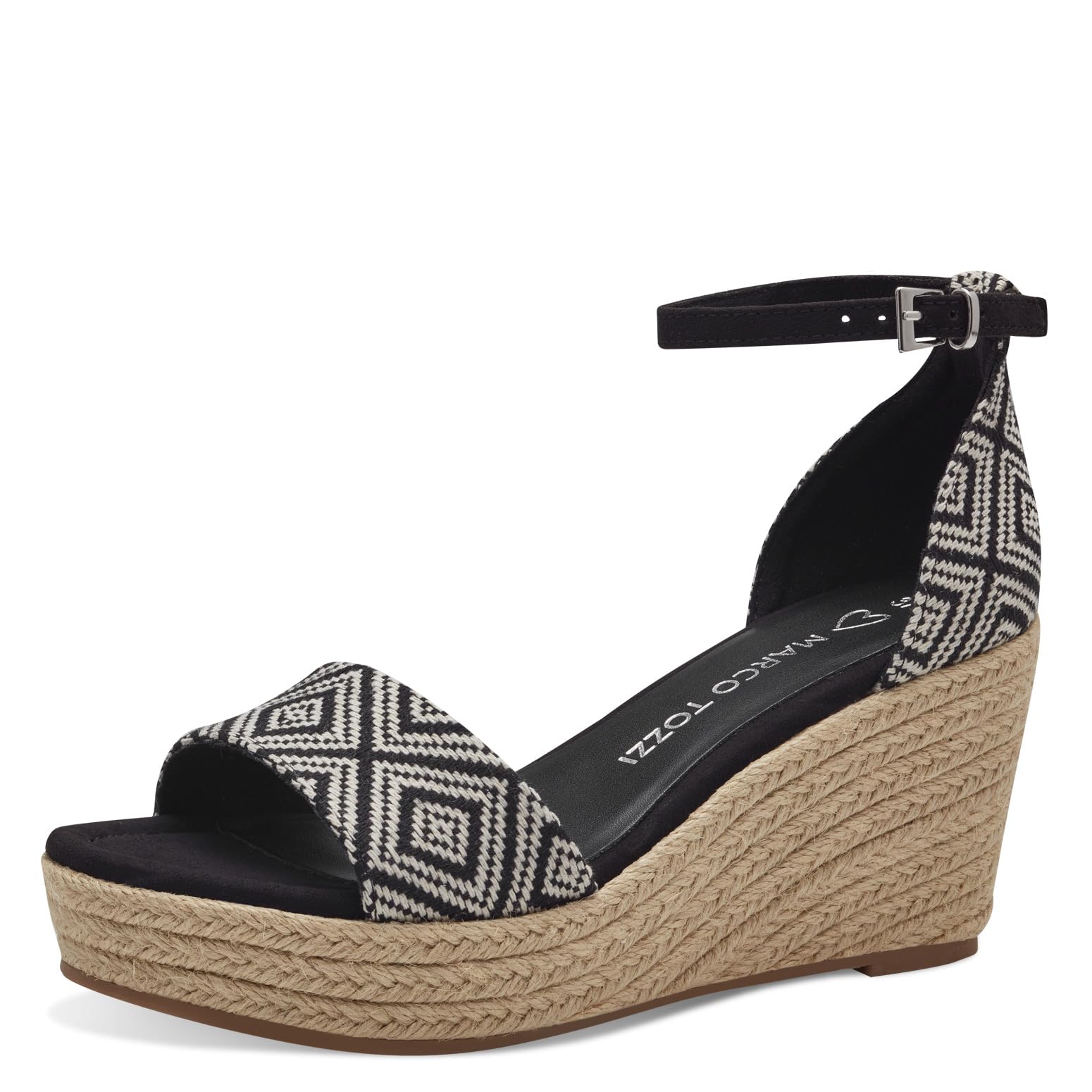 MARCO TOZZI Women's 2-28030-42 Wedge Sandal, BLACK COMB, 7.5