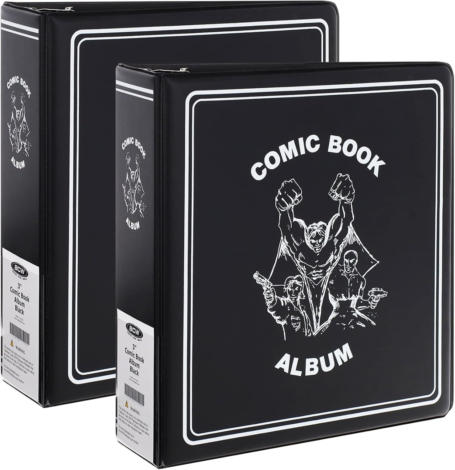 BCW 3in Comic Book Binder - 2ct | Holds Up to 20 Comics | Fits Current & Silver Age | Heavy Duty D-Ring Comic Storage | Clear Spine Pocket| Protect & Organize Your Collection