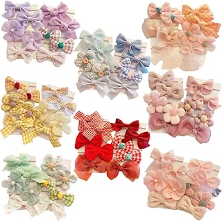 Misgirlot 40Pcs Soft Baby Hair Ties with Bow Colorful Baby Elastic Hair Ties with Bows Set Bow Pony Tails Hair Ties Baby Floral Hair Ties for Toddler Girls Baby Kids Hair Accessories(Random Color)