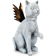 Transpac A3976 Distressed Silvertone Praying Angel Cat with Wings 3.5 x 4 Resin Decorative Tabletop Collectible Figurine Statue