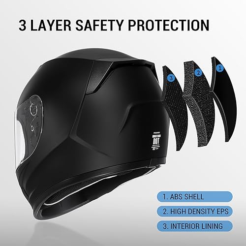 Miniatura 4 de TRIANGLE Casco de motocicleta para niños, casco de cara completa ligero con 2 viseras aprobado por DOT