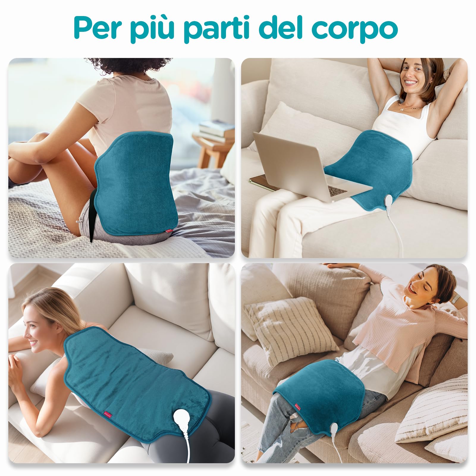 Comfytemp Fascia Riscaldante Schiena Extra Large, 9 Livelli Temperatura, Timer 11, Scalda Schiena Elettrico, 39x61 cm Termoforo Lombare per Schiena e Adome, Lavabile, Regalo (Max: 120 cm)