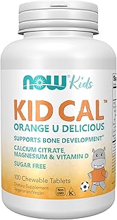 NOW Foods Supplements, Kid Cal with Calcium Citrate, Magnesium and Vitamin D, Tart Orange, 100 Chewables, packaging may vary