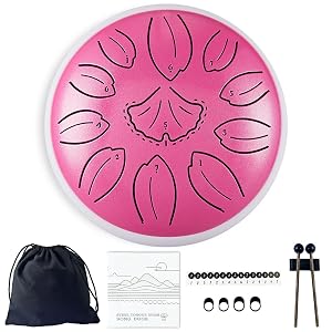 TUOKING Rain Drum for Outside Steel Tongue Drum 6 Inch 11 Notes C Key Handpan Drum for Adults