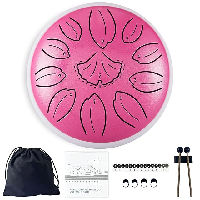 TUOKING Rain Drum for Outside Steel Tongue Drum 6 Inch 11 Notes C Key Handpan Drum for Adults