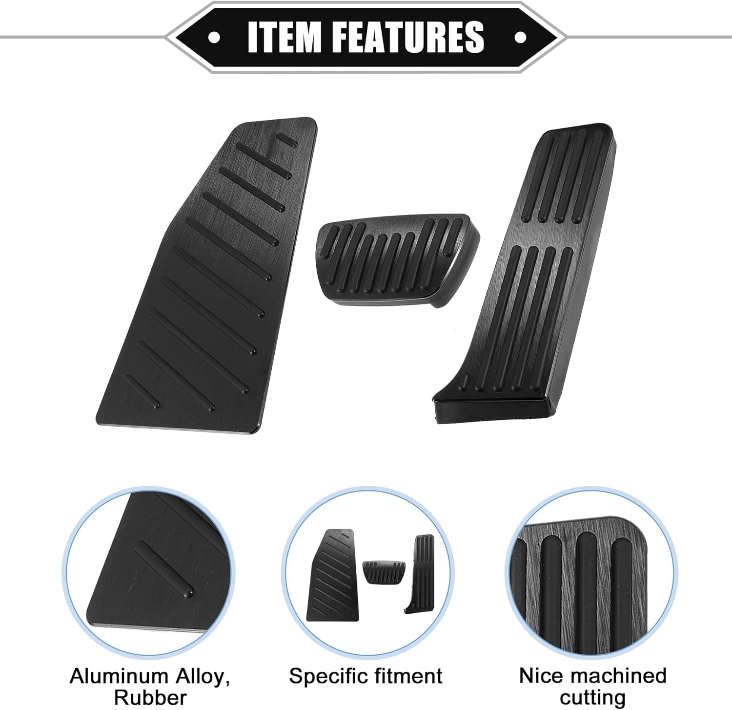 3 Pcs Accelerator Gas Brake Footrest Pedal Cover Compatible for Toyota Rav4 2019-2023, Aluminum Alloy Rubber Black Automatic Car Pedal Pads
