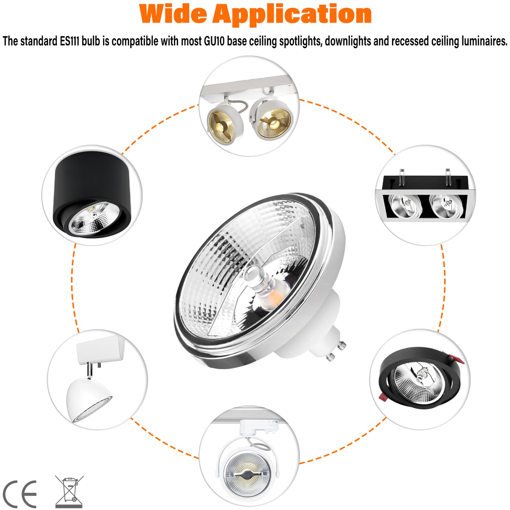 Bombilla LED ES111 GU10 de 15 W, 1500 lúmenes, reflector reflector (equivalente a 120 W), ángulo de haz de 45°, 85-265 V CA, no regulable (juego de 8)