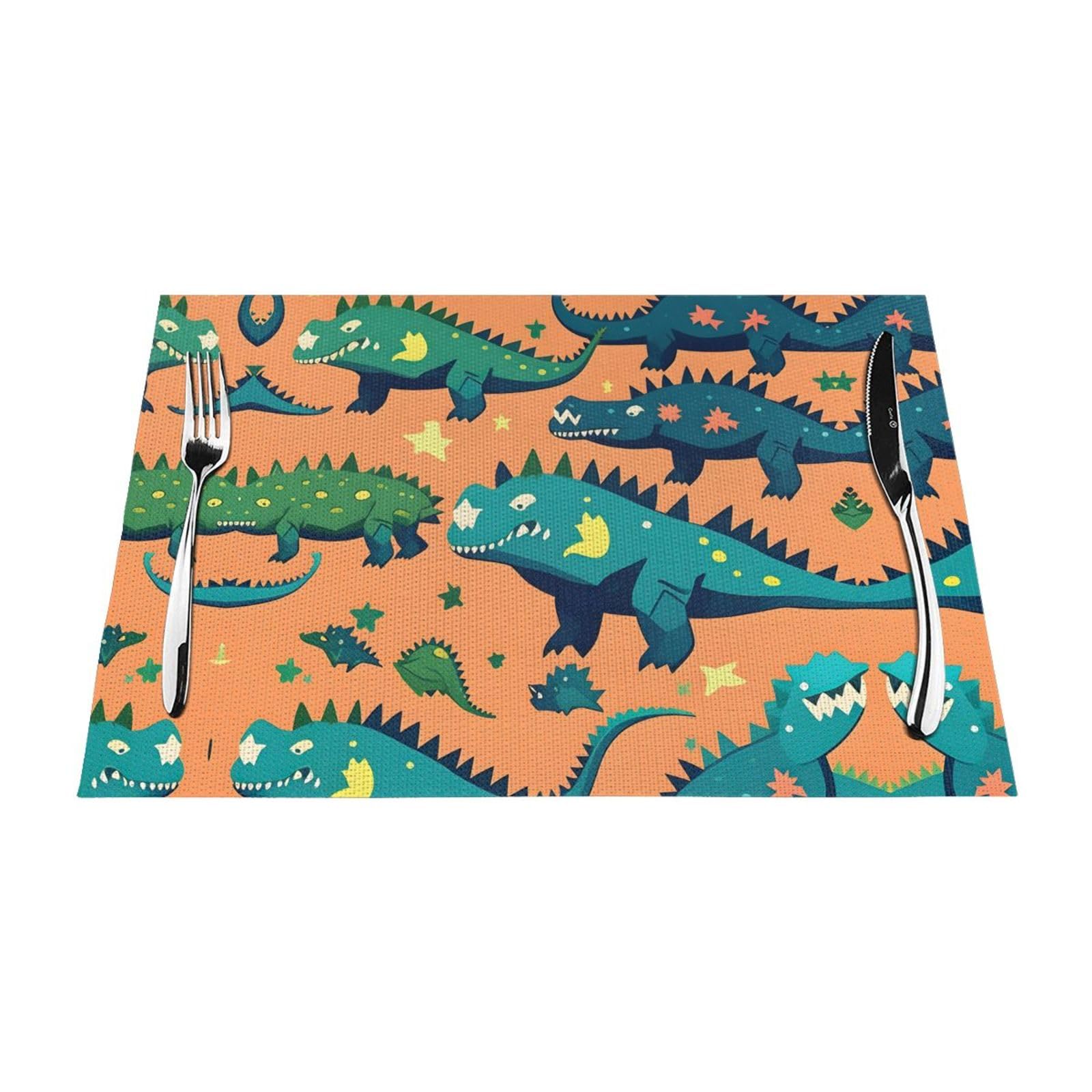 Placemats Set of 6,Table Mats Washable Placemat Decoration, Dinosaur Print