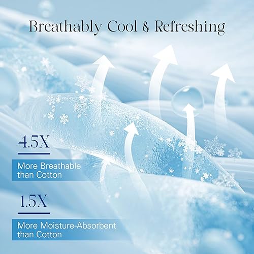 Miniatura 4 de DOWNCOOL Juego de sábanas refrescantes para personas que duermen con calor y sudores nocturnos, Q-Max0.4, bolsillo profundo de 15 pulgadas, 4 piezas