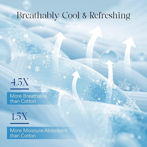 DOWNCOOL 4-Piece Cooling Sheet Set King Size, Cooling Bed Sheets for Hot Sleepers and Night Sweats, Q-Max>0.4, Soft & Breathable Summer Bedding Sheets, Deep Pocket Up to 15, White