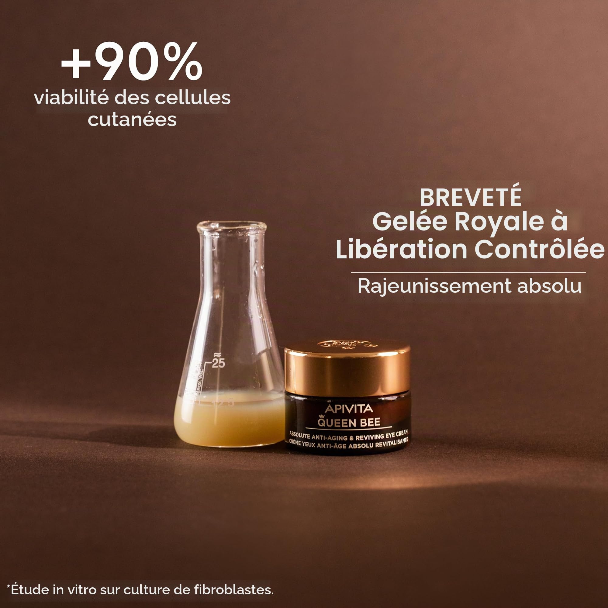 Apivita Queen Bee Crème Yeux Anti-Âge Absolu Régénérante 15ml - Avec Gelée Royale à Libération Contrôlée, Propolis, Miel - Combat les rides des pattes d'oie et les poches sous les yeux