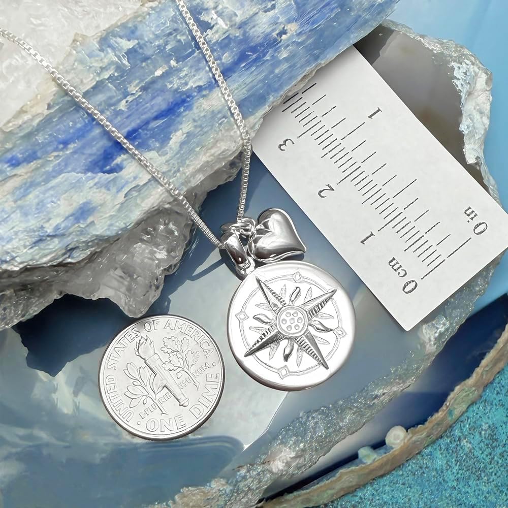 Alexandreasjewels Compass Necklace Sterling Silver, Graduate Gift, Go Confidently in the Direction of Your Dreams, Graduation Gift Necklace, 18 inches