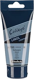 Schmincke - College® Linol, Colores de linóleo para artistas. Negro en tubo de 75 ml, 39700013, tinta de linóleo a base de agua con bajo olor, resistente a la luz, impresión uniforme