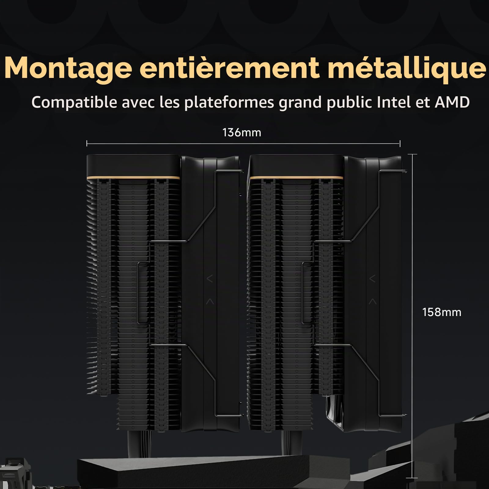 Ocypus Iota A62 BK Ventirad CPU avec Digital Display,Full Black Air Cooler