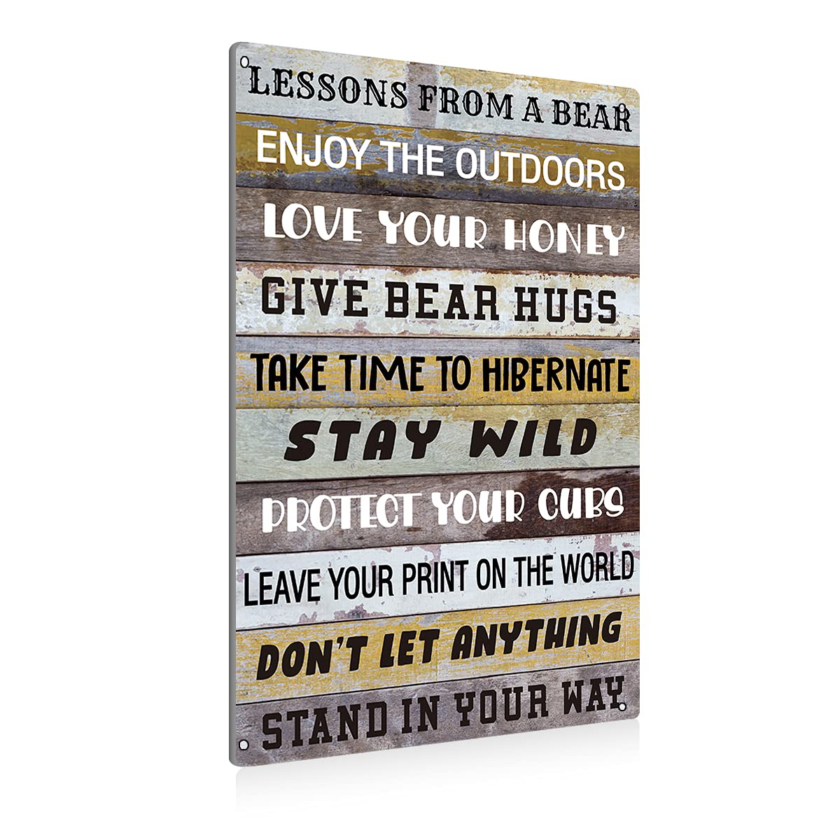 BEASTZHENG Funny Lesson from a Bear Metal Tin Sign Wall Art Decor Rustic Bear Advice Sign for Home Country Decor Gifts