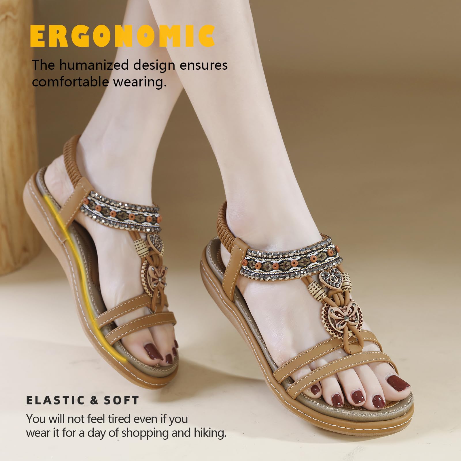 Sandalias Mujer Verano Plana Comodas Bohemio Casual Sandalia