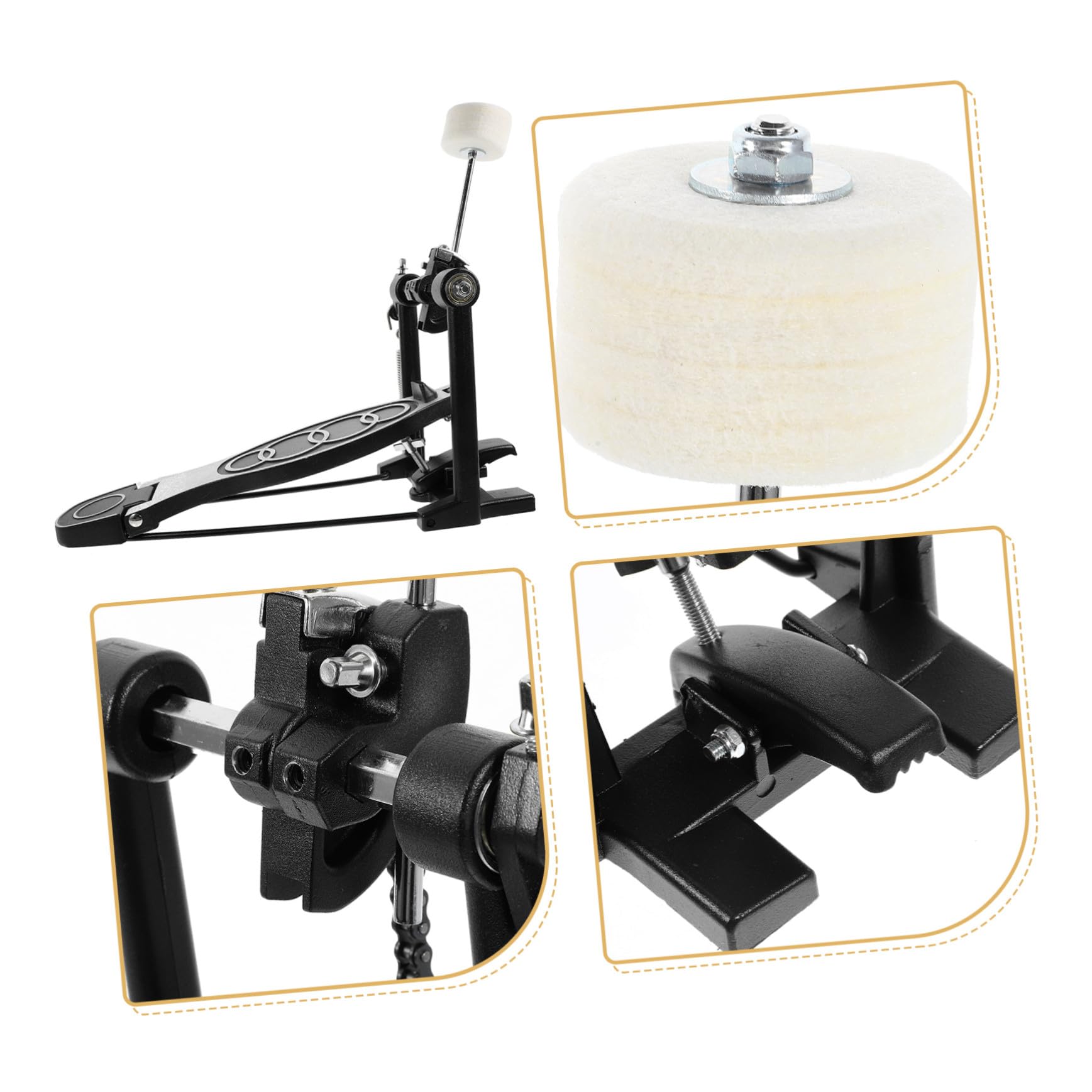 Pedale Singolo per Batteria Nero, Ricambio Accessorio 1 Pezzo | Lega di Alluminio e Ghisa, Lavorazione Precisa, Uso Semplice, per Set e Kit di Percussioni
