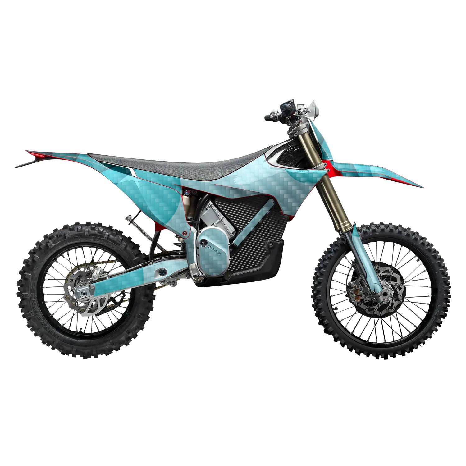 Carbon Fiber Stark Varg MX 2023-2025 Graphics Kit Wrap - Papercraft Cyan - Varg MX Skin - Premium 3M Vinyl Protective Wrap Decal Cover - Easy to Apply | Crafted in The USA by MightySkins