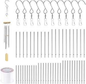 Swpeet 61pc Wind Chime Tubes & Wire Kit with Swivel Hooks, DIY Crafts Hanging Wind Chimes