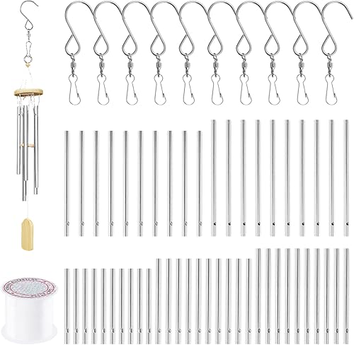 Swpeet Kit de tubos y alambre de 61 piezas con ganchos giratorios, campanillas de viento colgantes para manualidades