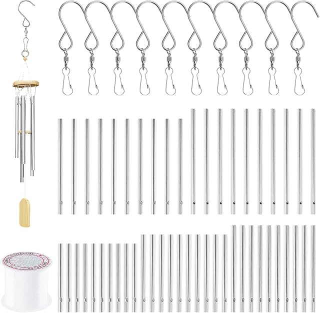 Swpeet 61pc Tubes à vent & Kit filaire avec crochets pivotants, DIY Artisanat Suspendre les Chimes du Vent