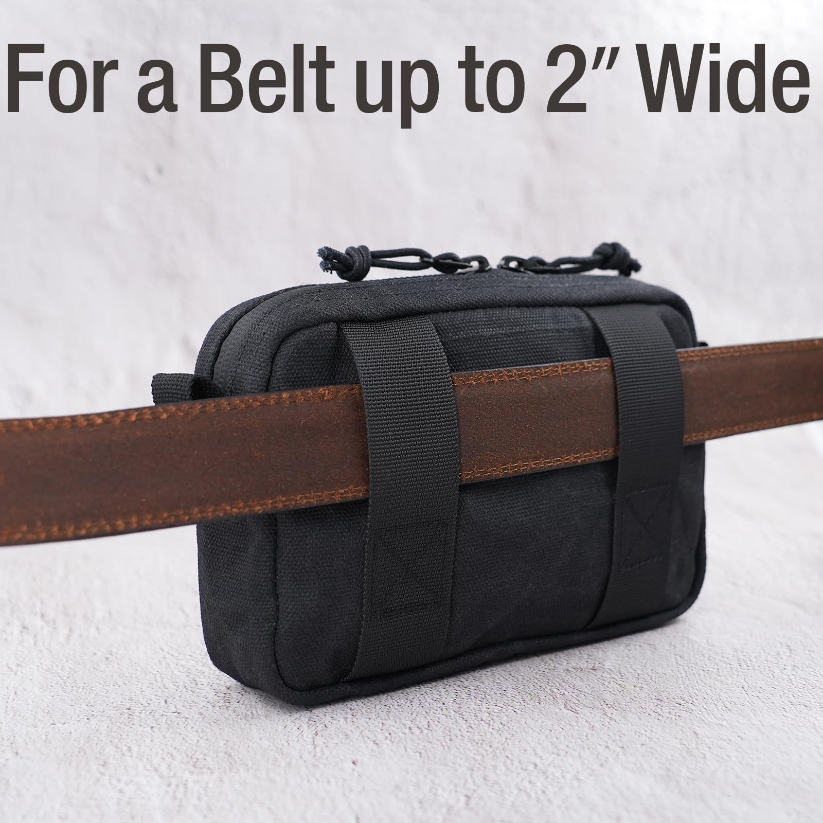 Tintris Riñonera con Cremallera para Hombres y Mujeres, con Cremalleras YKK, Bolsa de cinturón EDC para Camping, Senderismo, Resistente al Agua, Lona Encerada Resistente, Color Negro, Talla M