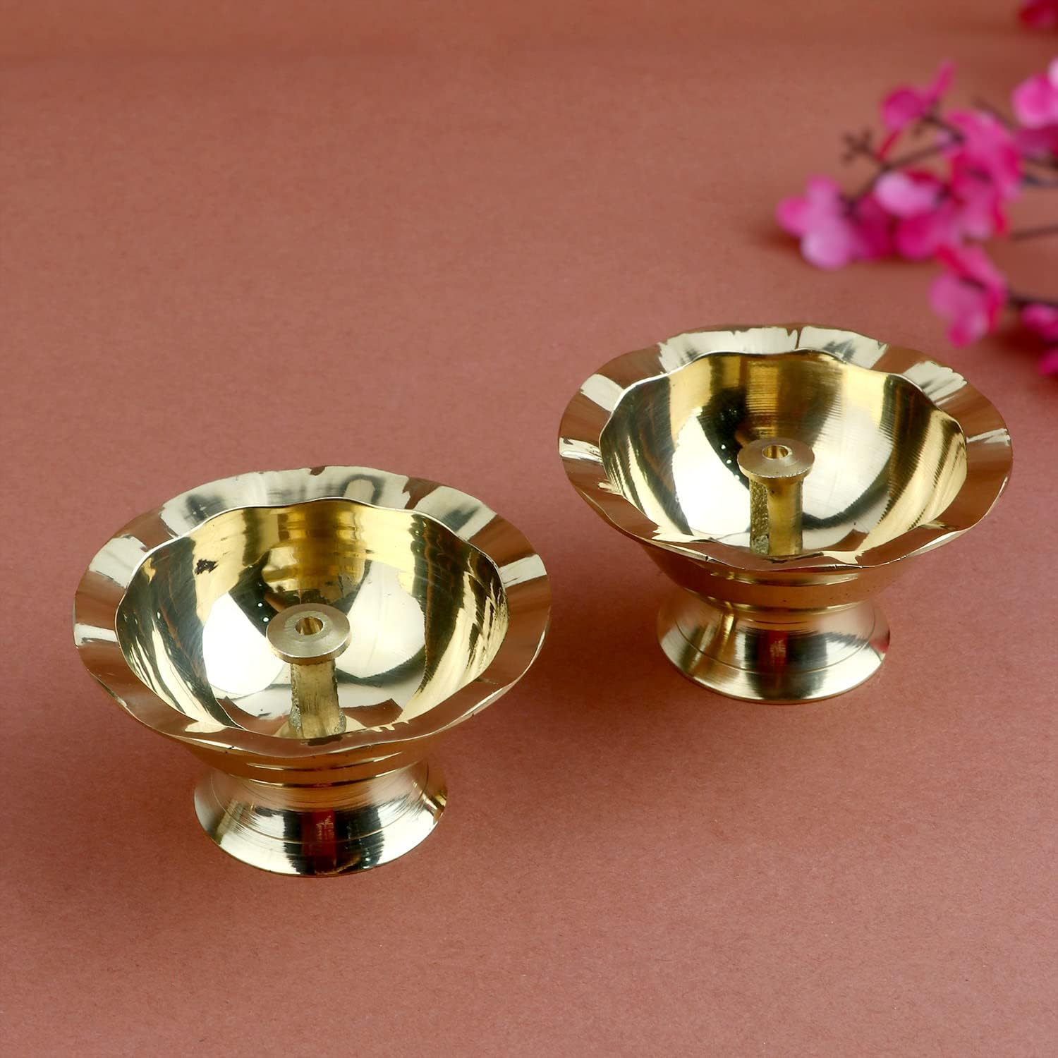 Satvik 1 Pc Pure Brass Diya for Pooja Tibetan Butter Lamp Buddhist Altar Supplies Tea Light Holder Indian Puja Kutthu Vilakku Deepam Meditation Offering Indian Diwali Mandir Housewarming Return Gifts