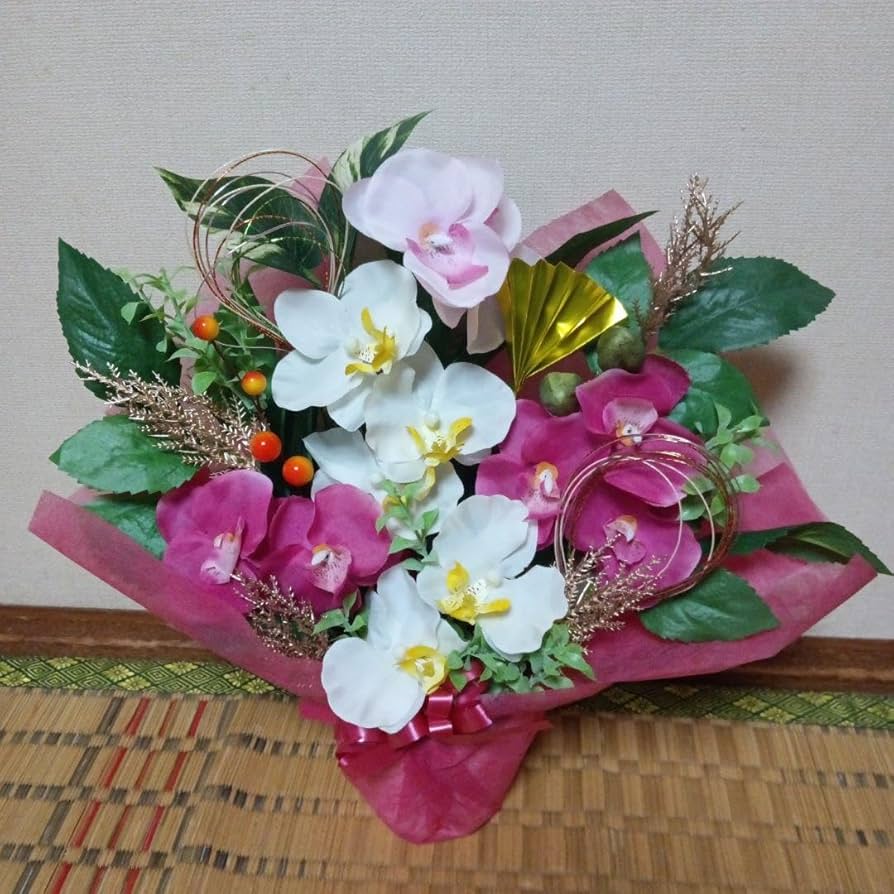 お正月飾り 胡蝶蘭ピンク 白 水引 造花アレンジメント Amazon.co.jp: お正月飾り 胡蝶蘭ピンク 白 水引 造花
