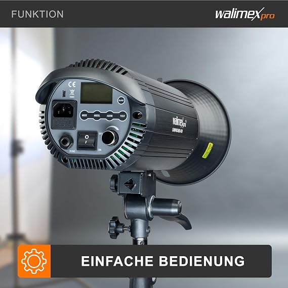 Walimex pro Campaigner 400 HS Studio Flash with Integrated 2.4 GHz Receiver 400 W Flash Unit with Reflector Photo Flash with Fast Burn Time LED Adjustment Light and Control Panel