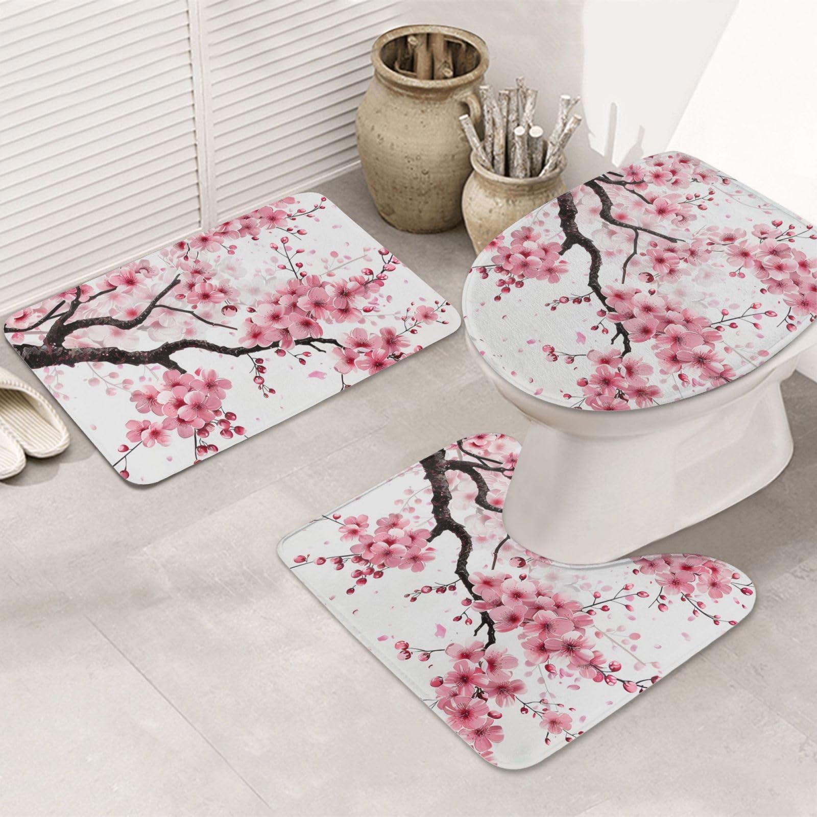 Tapis de bain en flanelle absorbant : ensemble 3 pièces pour sécuriser les sols de salle de bain