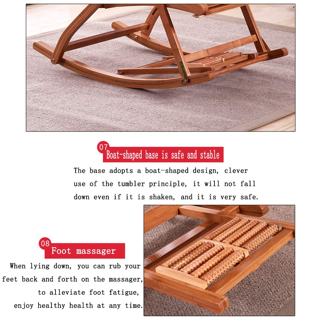 N / A Silla Gravedad Cero Silla Plegable, con Reposabrazos Curvos y Taburete de Masaje Sillón, Silla Vaga de Bambú, para Acampar En La Terraza del Jardín Mecedora (Color:estilo2)
