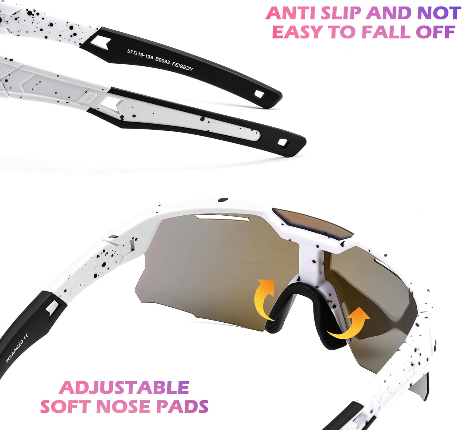 FEISEDY Kids Teens Baseball Polarized Sunglasses Sports Cycling Glasses for Youth Boys Girls Age 8-16 B0157