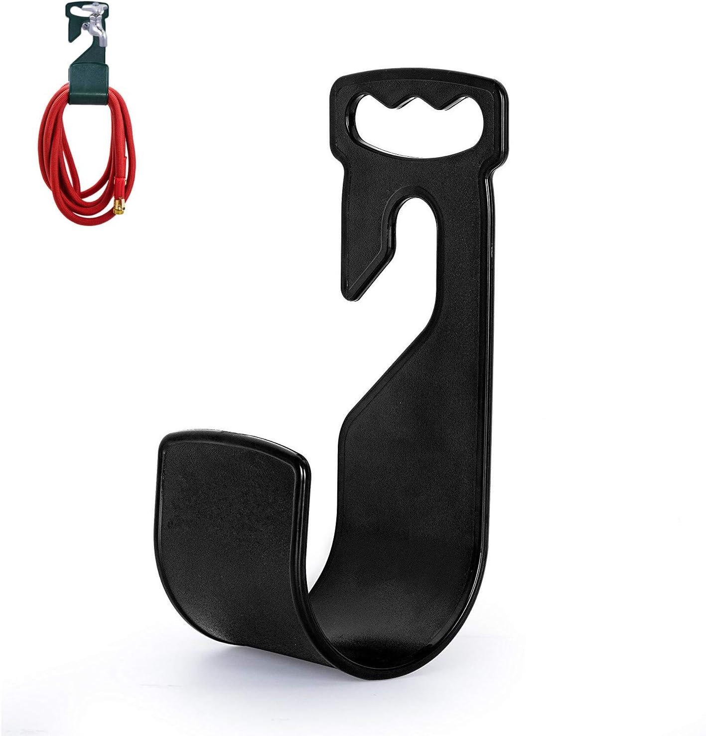 Hose Hanger - Durable Rust-Free Wall Mount Holder for Garden Hose & Reel (Black)