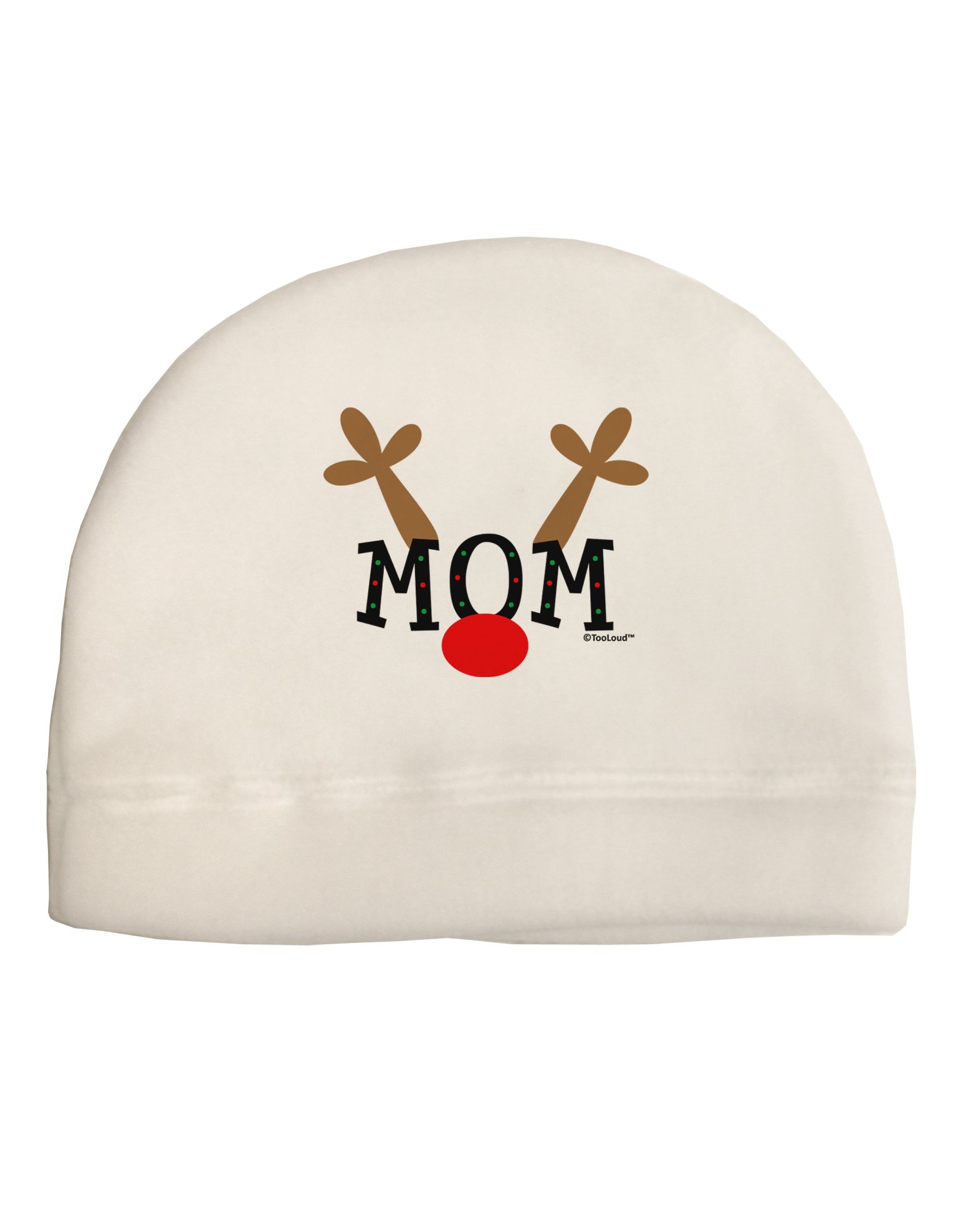 TOOLOUD Matching Family Christmas Design - Reindeer - Mom Child Fleece Beanie Cap Hat White