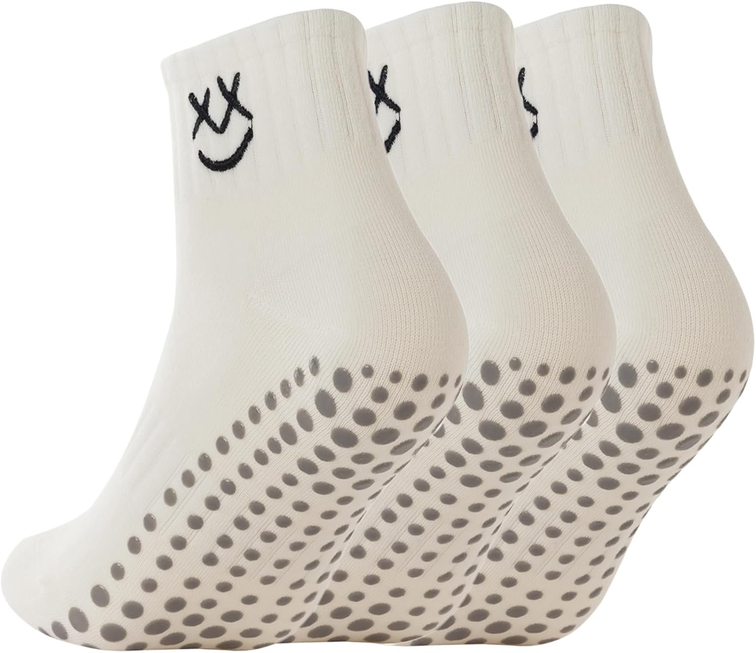 Soxbang 3/6 Pairs Pilates Socks with Grips,Yoga Socks Barre Socks Non Slip Socks Embroidery for Barre Ballet Barefoot Workout