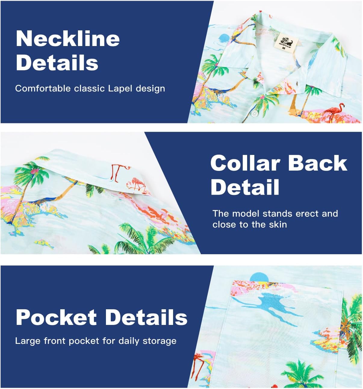 SURF CUZ Mens Hawaiian Shirts Short Sleeve Stretch Casual Aloha Shirt Vacation Mens Tropical Button Down Beach Shirts - Image 4