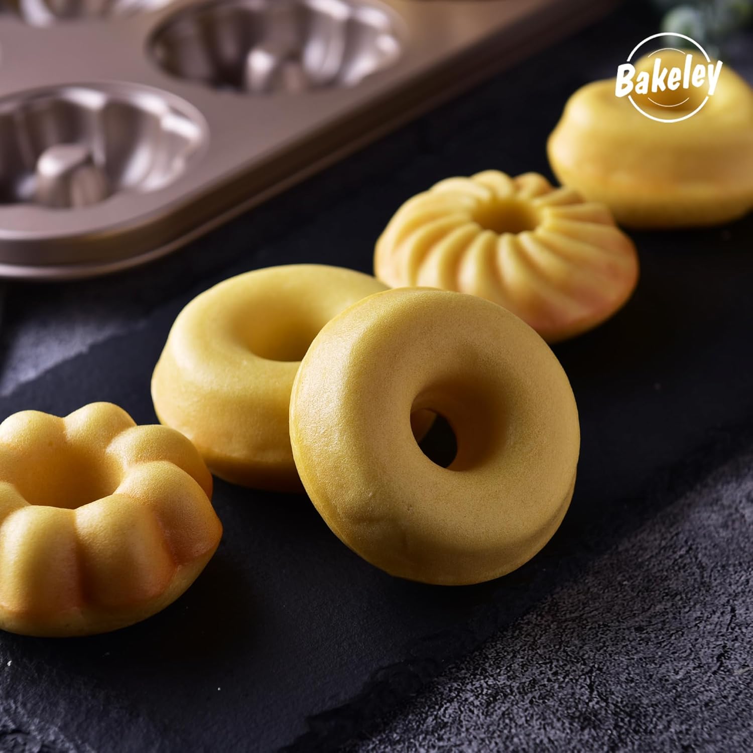 Donut Mold Cake Pan, 12-Cavity Non-Stick Ring Doughnut Bakeware for Oven Baking (Champagne Gold) - Image 5