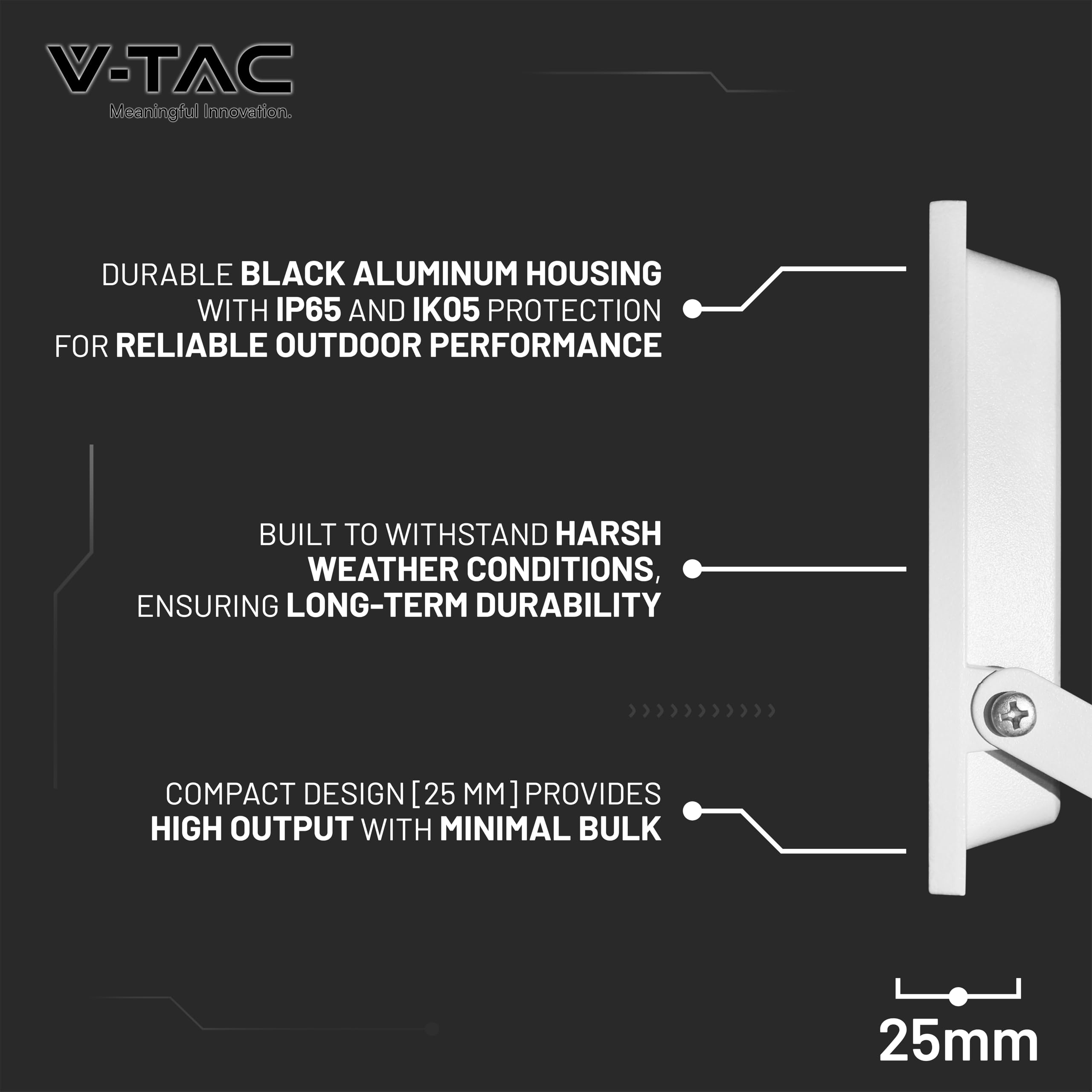V-TAC Foco LED Exterior 50W Blanco – [ E-Series – Altas Prestaciones, Bajo Consumo ] – 4000 Lúmenes – Super Slim – Impermeable IP65 – Proyector para Hogar, Garaje y Almacén – Blanco Neutro 4000K — view 6