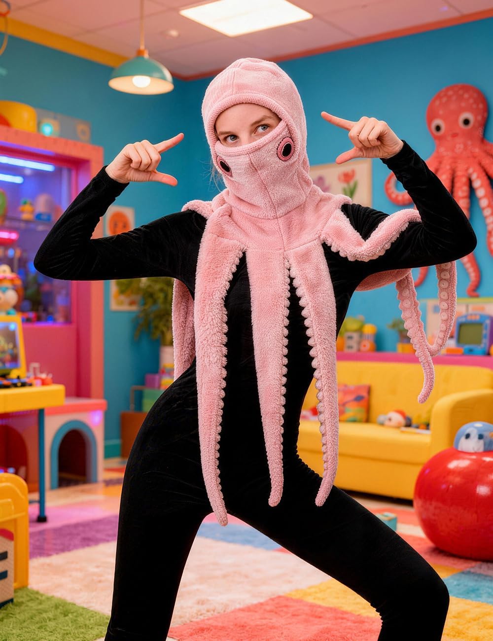LZBXBXDA Octopus Hat Costume, Costume Headwear for Halloween Cosplay, Parties Animal Dress-Up, Soft Comfortable for Adults Teens
