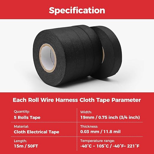 5 Rollos Cinta Pasacables 3/4 pulg x 50 FT Negra miniatura 7
