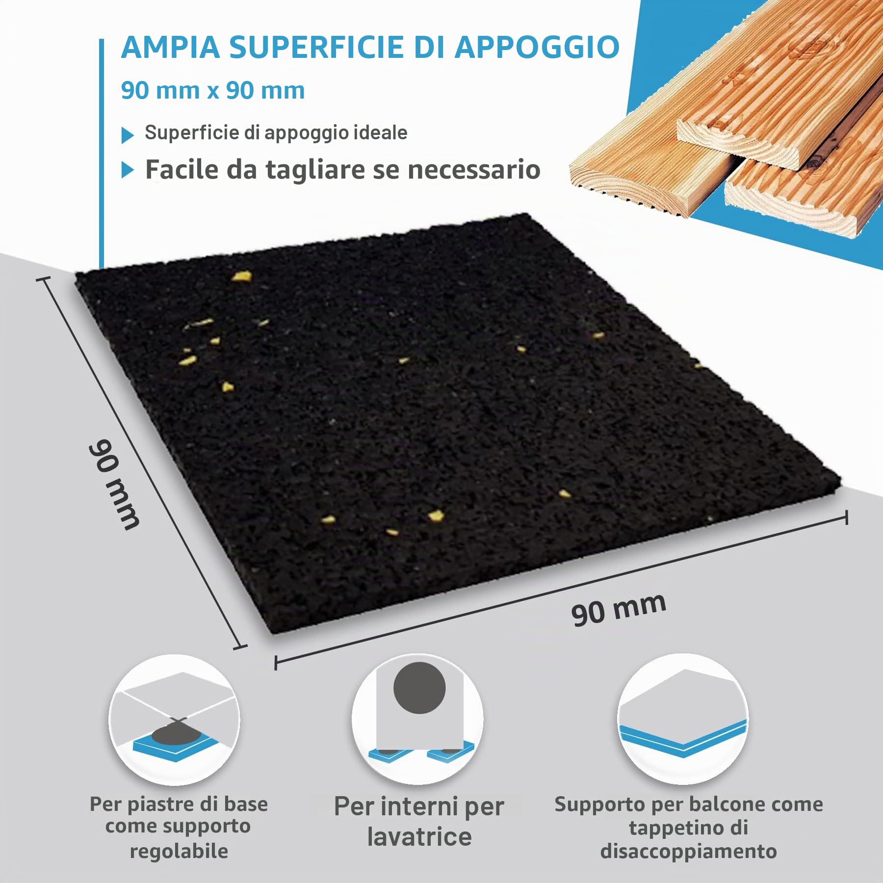 100 pezzi 20 mm per terrazze in granulato di gomma, per terrazze