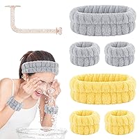 Vista 28 de Juego de lavado facial – diadema, pulseras con soporte, toallas de muñeca de spa absorbentes de microfibra