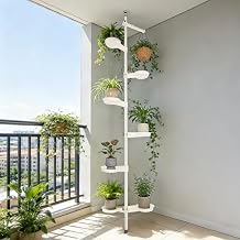 7-Layer Indoor Plant Stands,Plant Pole Stand,Indoor Flower Decor Display Rack,Space Saver Corner Flower Pot Display Stand,Adjustable Height for Dry Clothes,Display Potted Plants