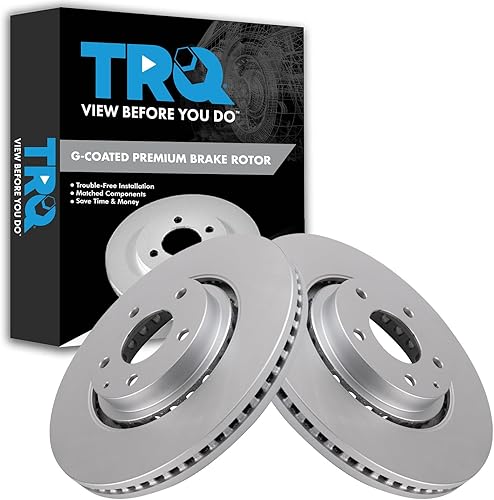 TRQ Juego de rotores de freno delantero ventilados con revestimiento G prémium compatible con Mazda 6 CX-5 2019-2021 CX-9 2016-2021