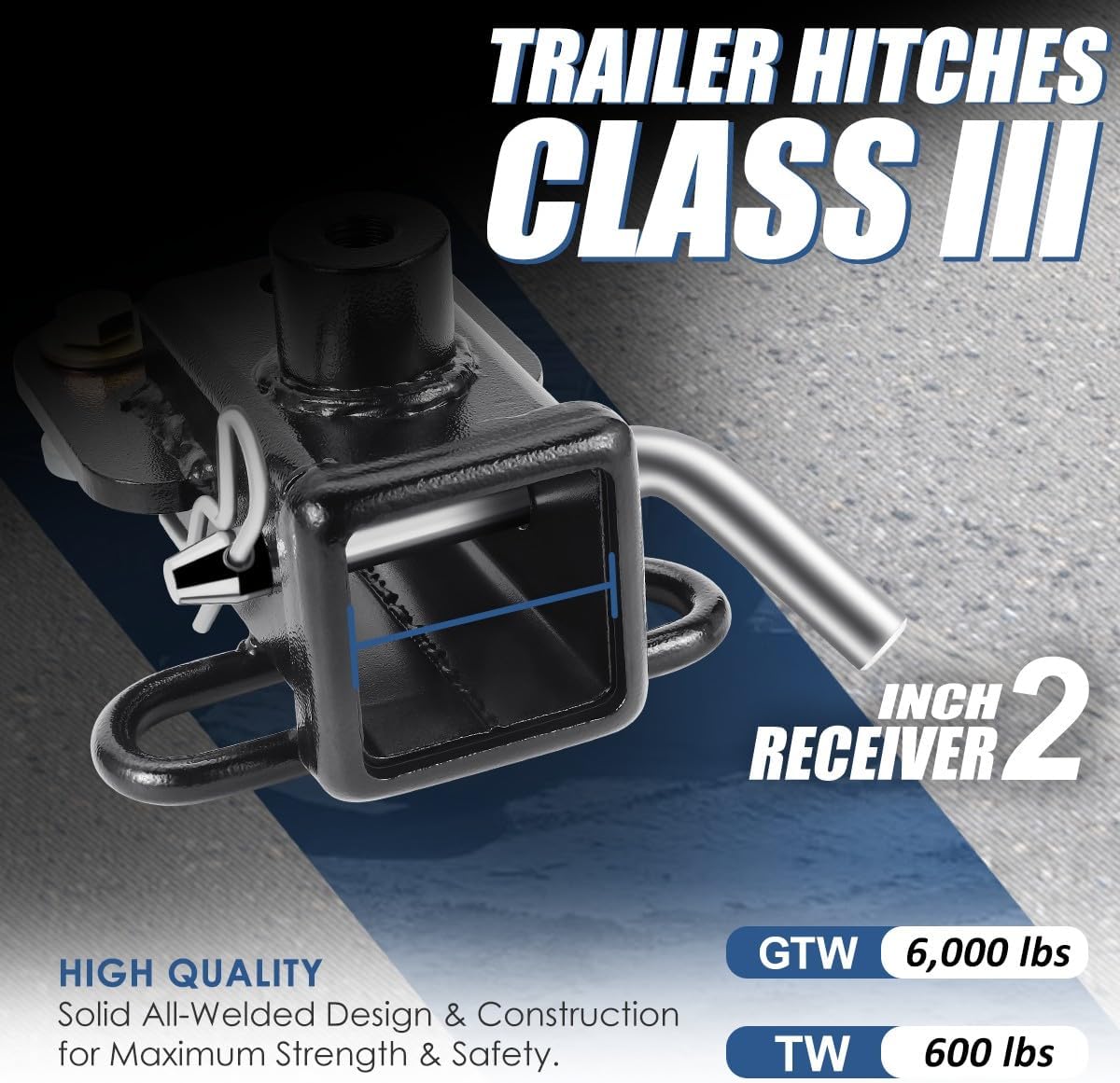 Auto Dynasty 2 Inches Rear Class 3 Factory Bumper Trailer Hitch Receiver and Pin Compatible with Ram 1500 2019-2023, Black Powdercoated
