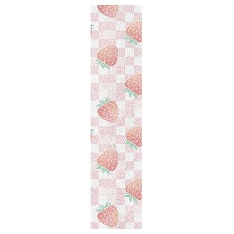 Gradient Pink Strawberries Skateboard Grip Tape, Bubble Free Waterproof Sandpaper, Longboard Non Slip Tape, Griptape for Longboards, Scooters 33.1 x 9.1